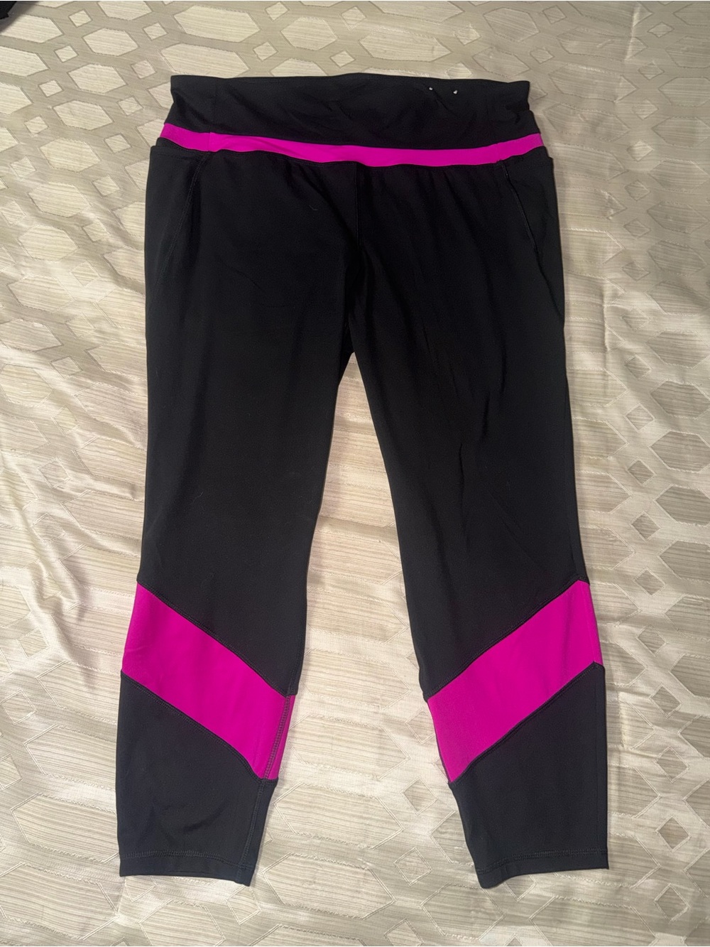 Livi Active Black Leggings with Pink Panels